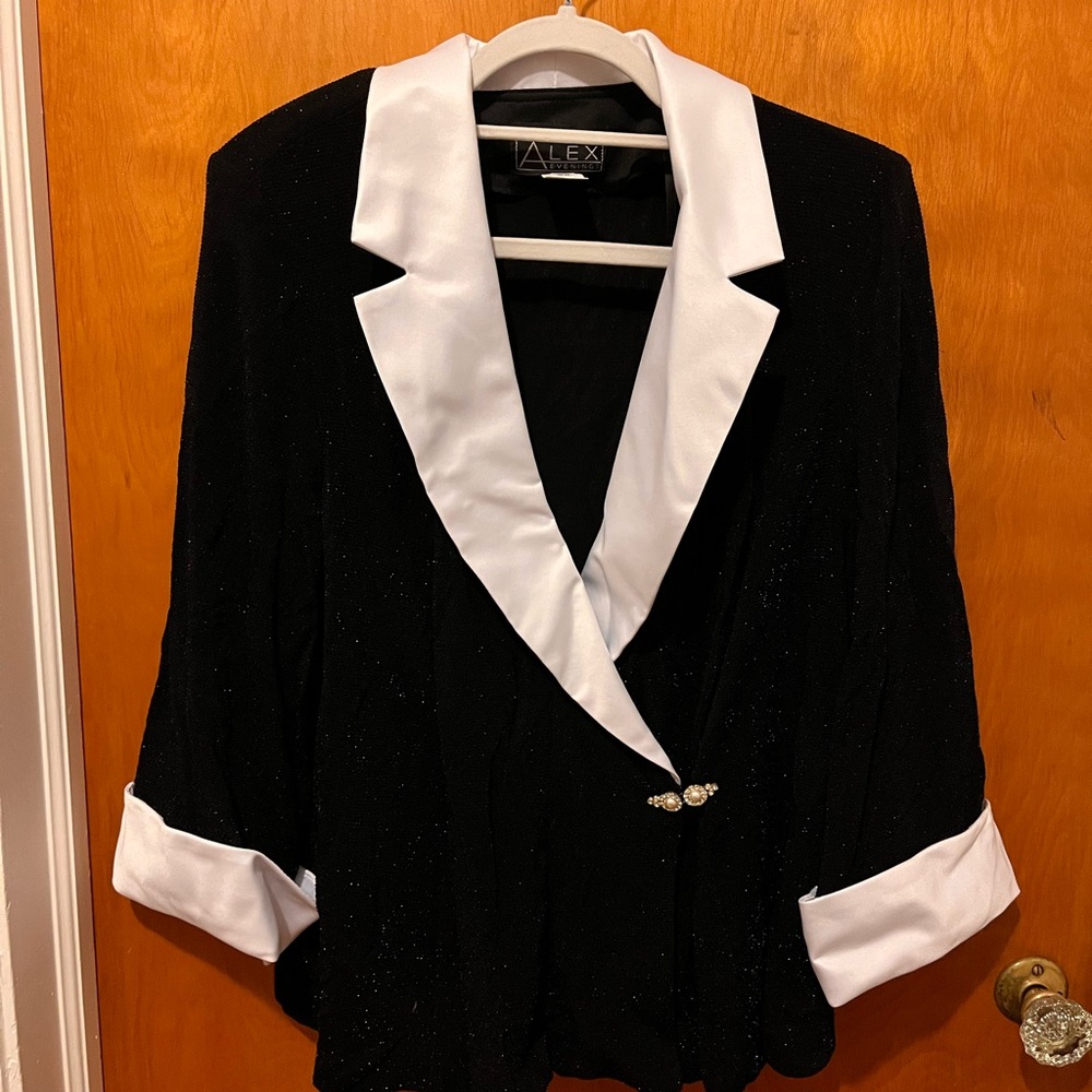 Alex Evenings Classic Black Sequin Jacket